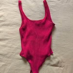 Red Ribbed Bodysuit